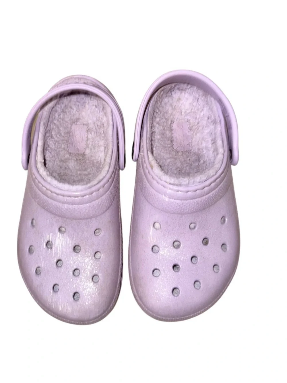 Crocs classic faux fur lined shimmer clogs girl’s sandals shoes size 13